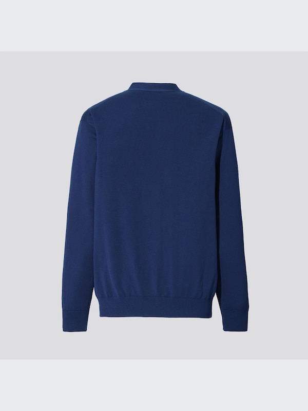 +J Silk-Cotton V-Neck Long-Sleeve Cardigan
