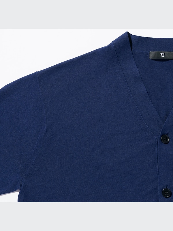 +J Silk-Cotton V-Neck Long-Sleeve Cardigan