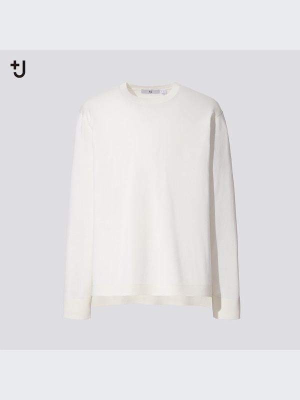 +J Silk-Cotton Crew Neck Long-Sleeve Sweater
