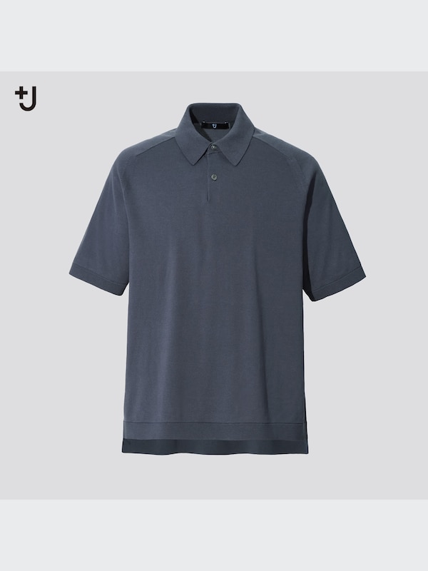 +J Silk-Cotton Knitted Short-Sleeve Polo Shirt