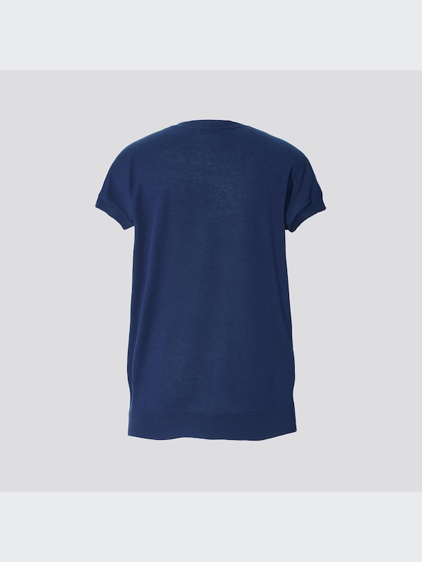 +J Silk-Cotton Crew Neck Short-Sleeve Sweater