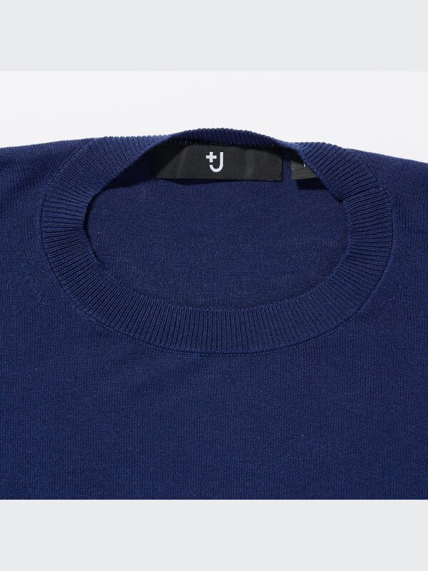 +J Silk-Cotton Crew Neck Short-Sleeve Sweater