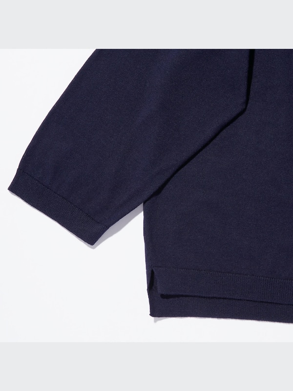 +J Silk-Cotton V-Neck 3/4-Sleeve Short Cardigan
