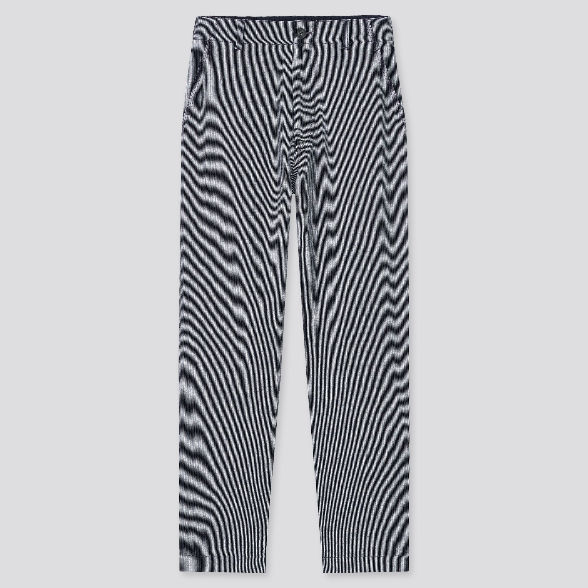 Uniqlo Pants Women M Medium Dress Straight Crop Mid Rise Striped Trousers  Gray | eBay