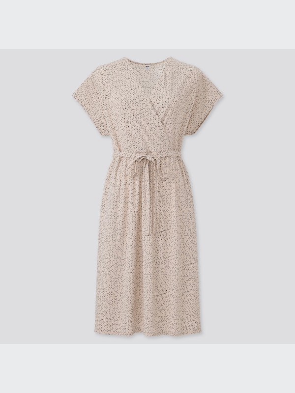 Crepe Jersey Short-Sleeve Wrap Dress