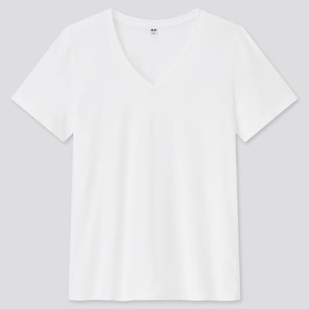 Damen 100% SUPIMA BAUMWOLLE T-Shirt mit V-Ausschnitt