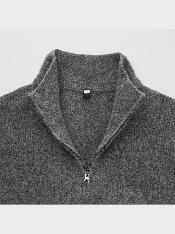 Souffle Yarn Half-Zip Long-Sleeve Sweater