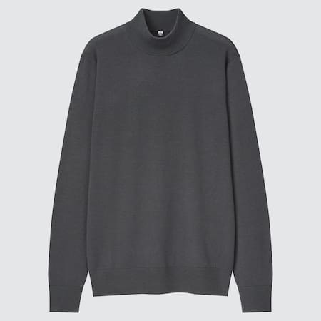 Pull 100 % Mérinos Extra Fin Col Montant Homme