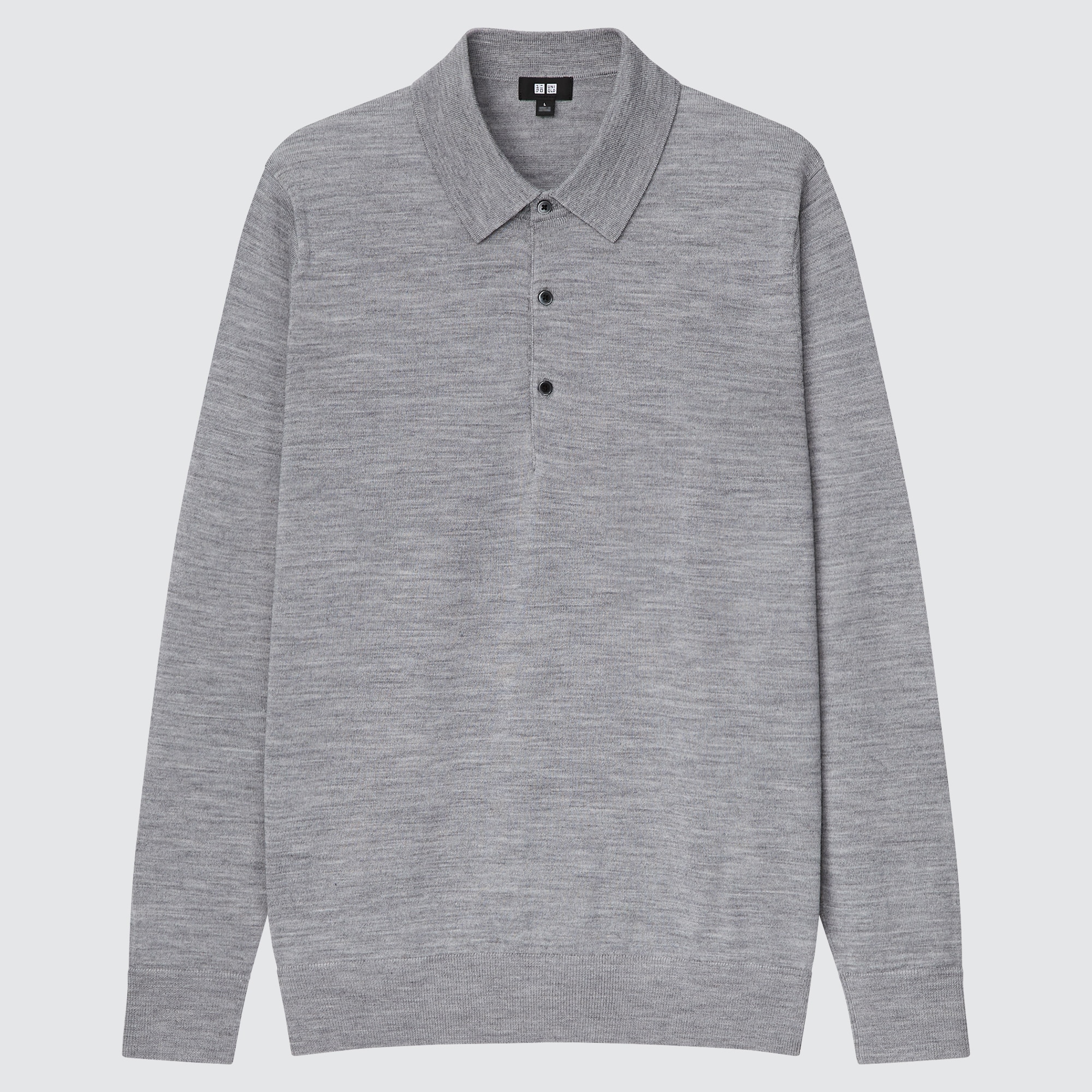 Men 100% Extra Fine Merino Knit Long Sleeved Polo Shirt | UNIQLO UK