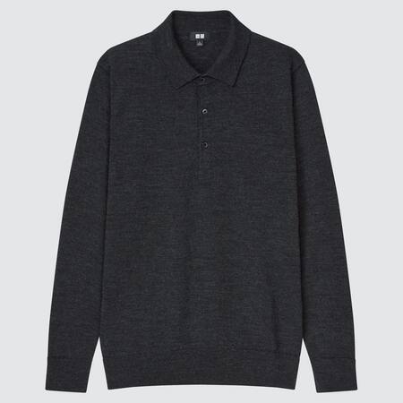 100% Extra Fine Merino Knit Long Sleeved Polo Shirt (2021 Season)