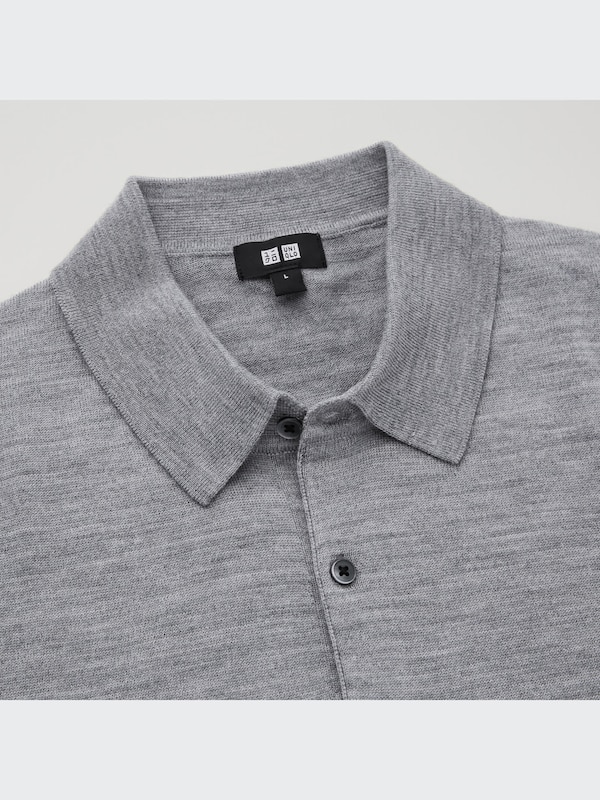 Extra Fine Merino Knitted Long-Sleeve Polo Shirt