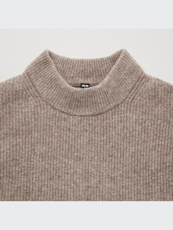 Souffle Yarn Mock Neck Long-Sleeve Sweater
