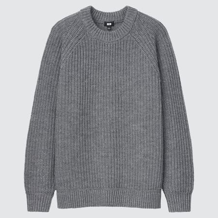 Pull Maille Côtelée Col Rond Homme