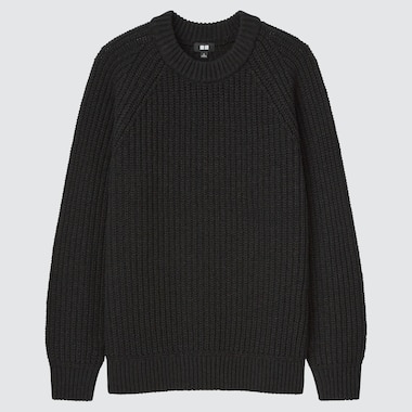 LOW GAUGE RIBBED CREW NECK LONG-SLEEVE SWEATER