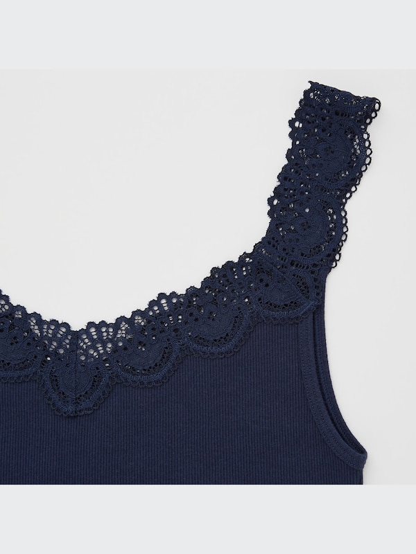 Cotton Ribbed Lace Sleeveless Top