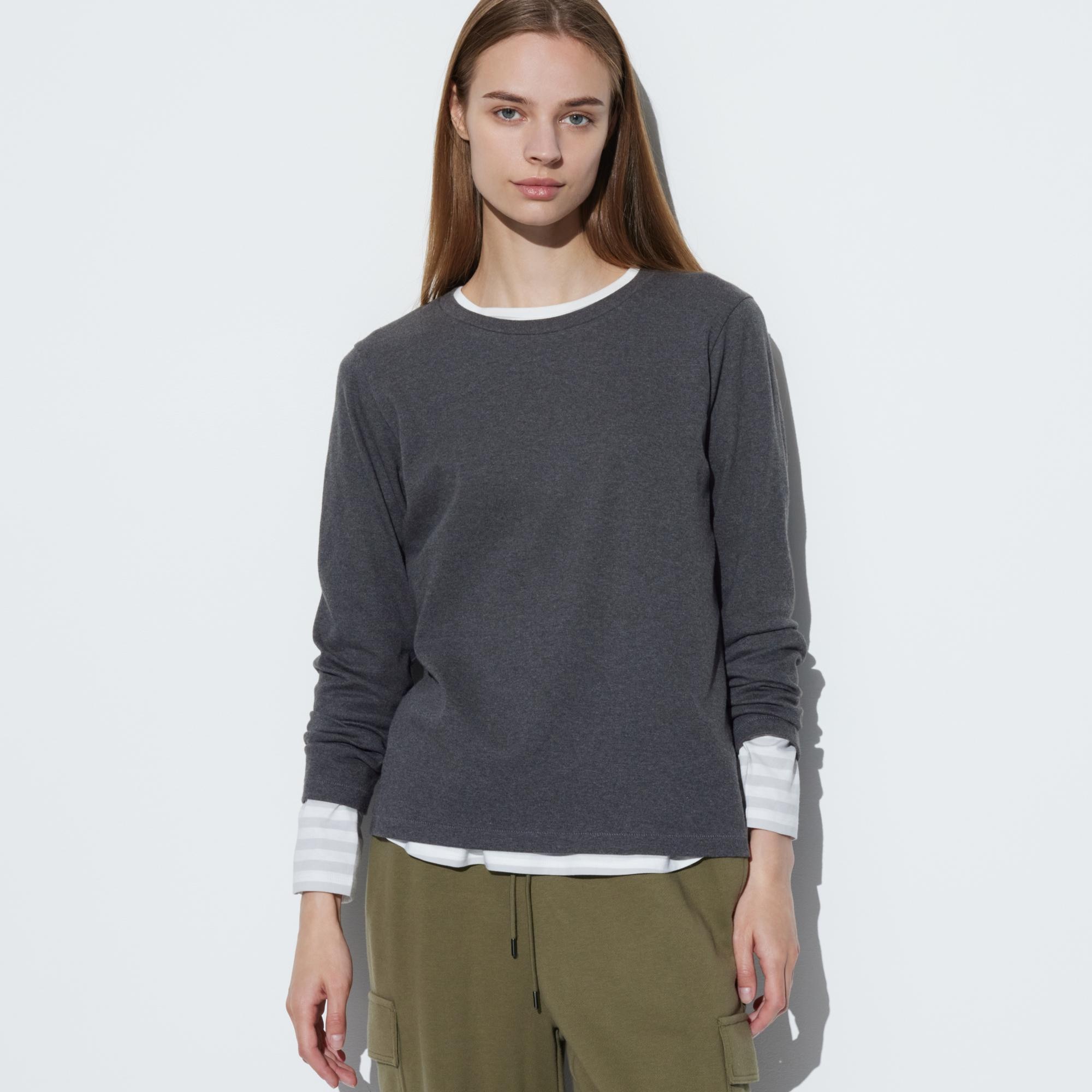 Smooth Stretch Cotton Turtleneck Long-Sleeve T-Shirt