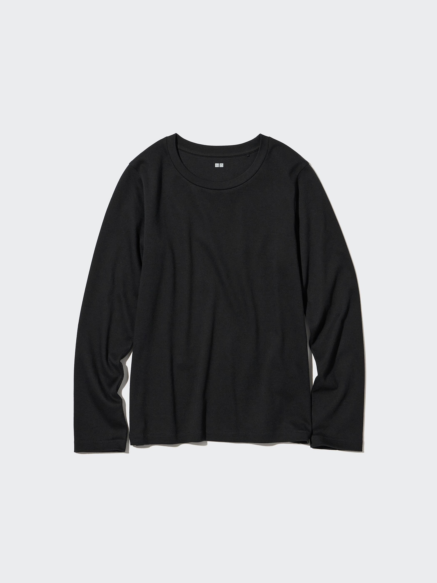 【返品?交換対象商品】 Crew Stretch Cotton Smooth Women's Neck UK UNIQLO | T-Shirt Sleeved Long トップス