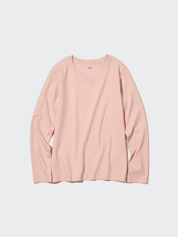 SMOOTH STRETCH COTTON CREW NECK LONG SLEEVE T-SHIRT