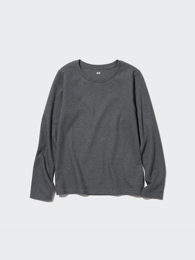Smooth Stretch Cotton Crew Neck Long-Sleeve T-Shirt