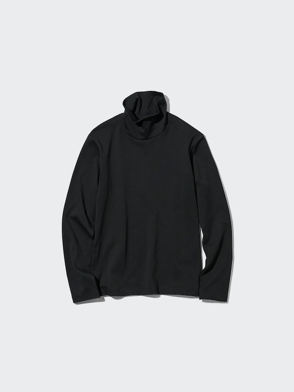 Smooth Stretch Cotton Turtleneck Long-Sleeve T-Shirt