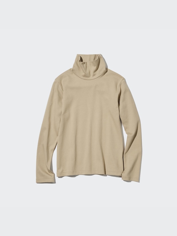 Smooth Stretch Cotton Turtleneck Long-Sleeve T-Shirt