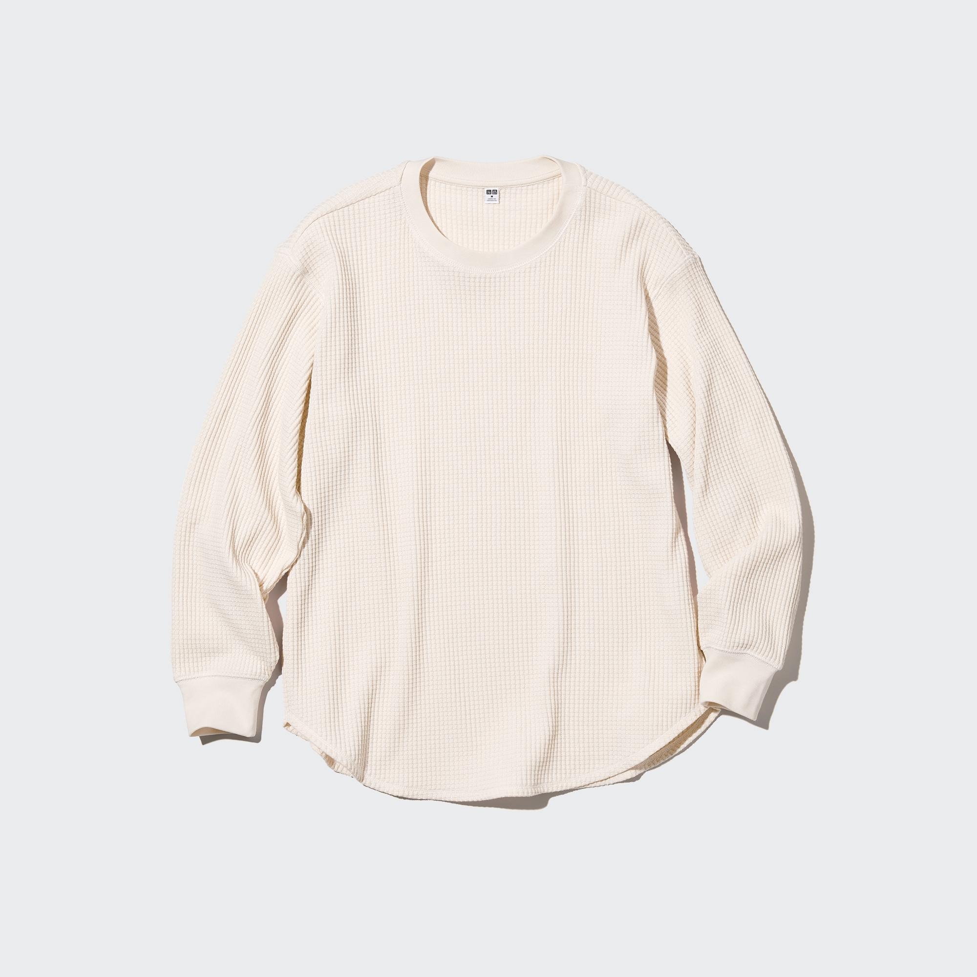 Women Waffle Crew Neck Long Sleeve T Shirt Uniqlo Us