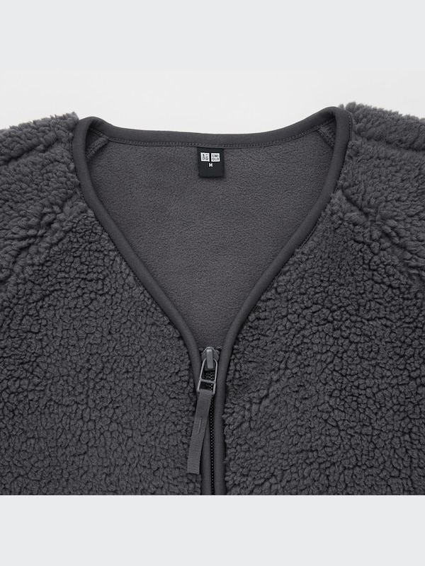 SOFT PILE-LINED FLEECE V-NECK CARDIGAN