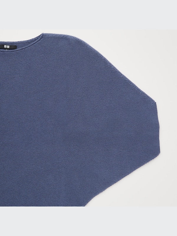 3D Knit Cotton Dolman 3/4-Sleeve Sweater