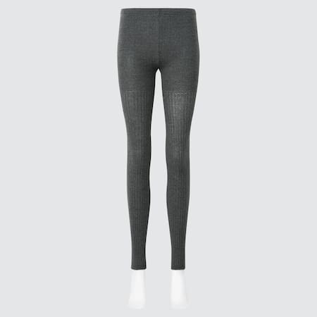 Women HEATTECH Ribbed Knitted Thermal Leggings