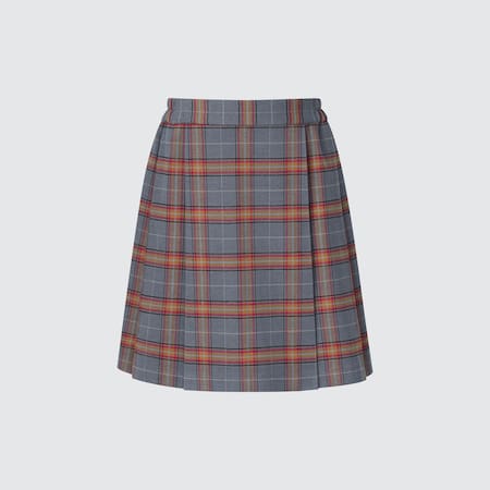 Girls Pleated Checked Skirt