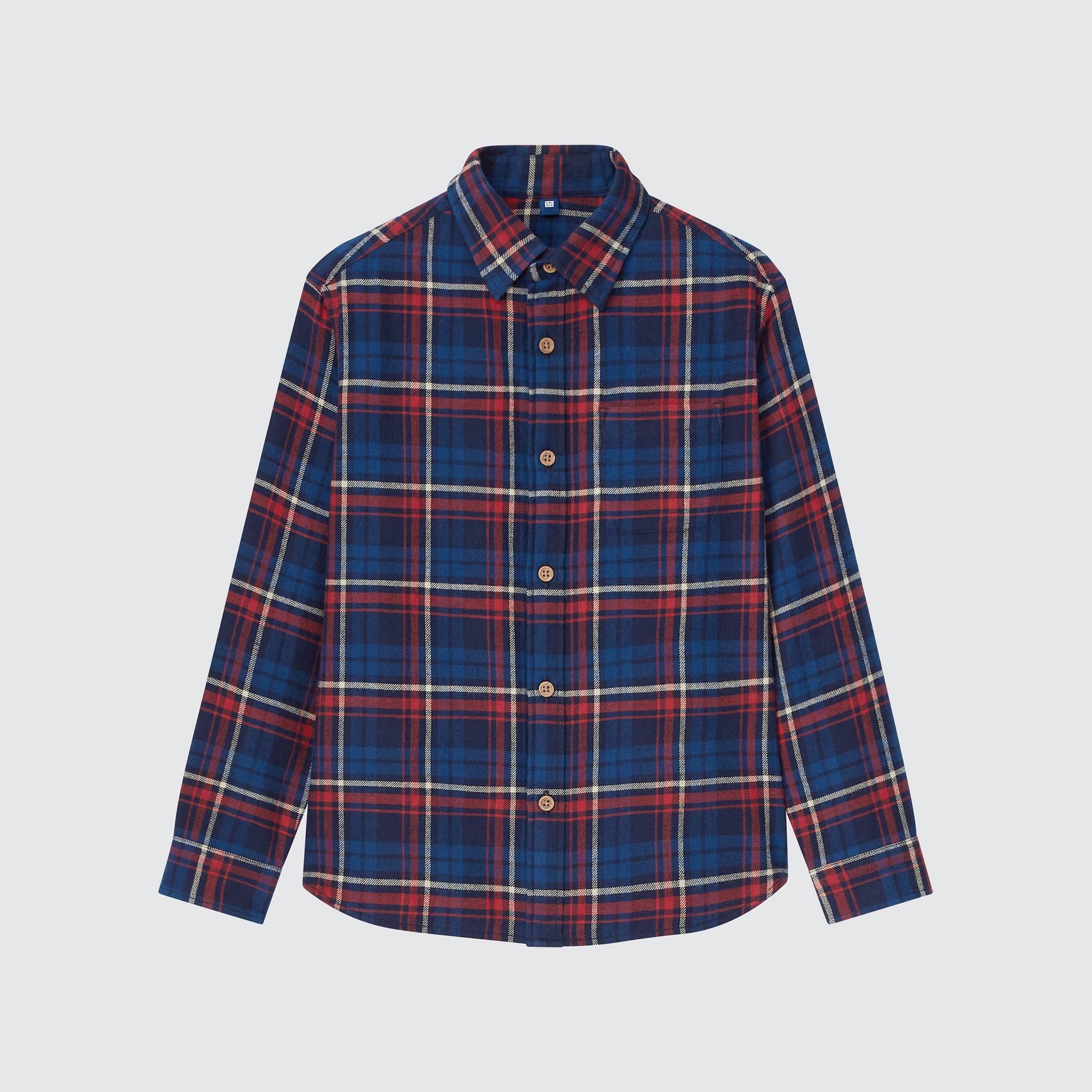 Cotton Flannel Shirt - Red/plaid - Kids