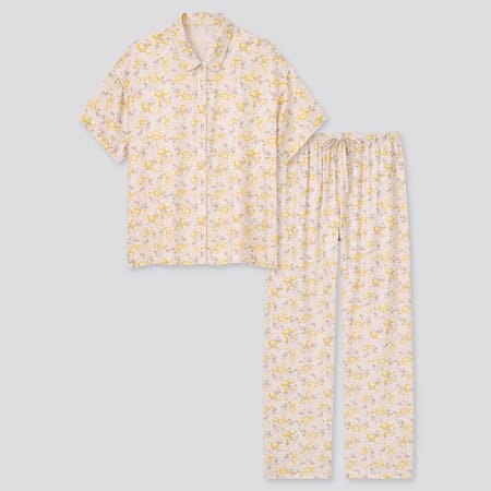 Damen Joy of Print Kurzärmliger Satin Pyjama mit langer Hose