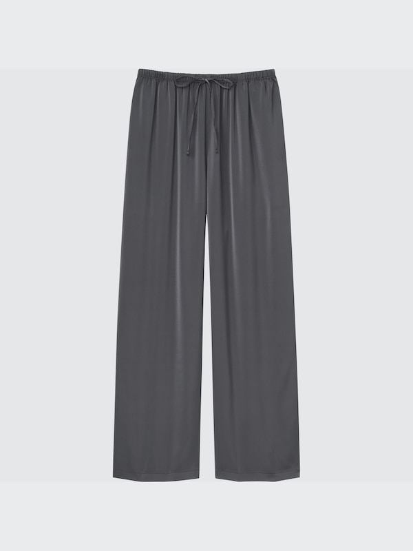 W's satin drape straight pants (solid)