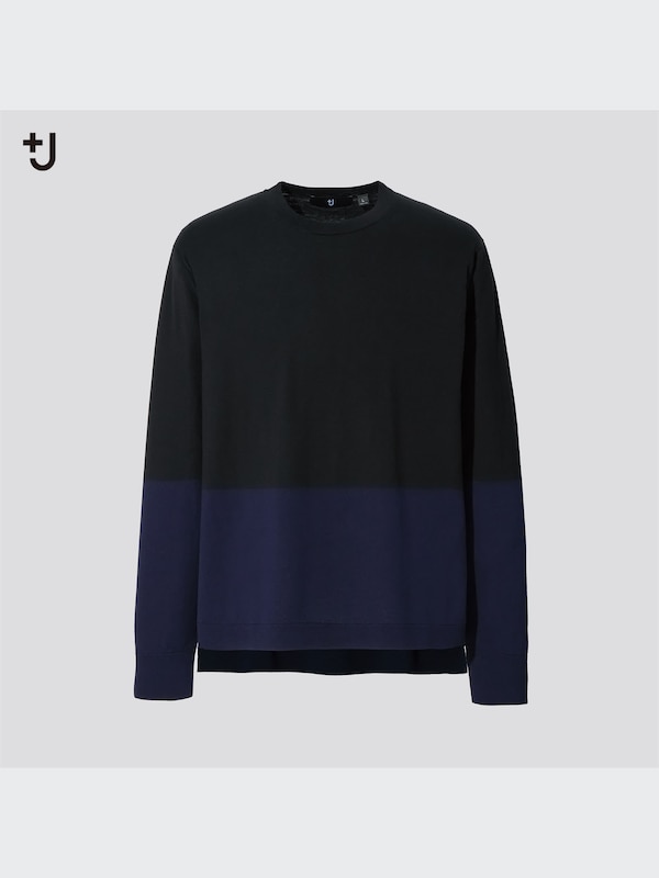 +J Silk-Cotton Crew Neck Long-Sleeve Sweater