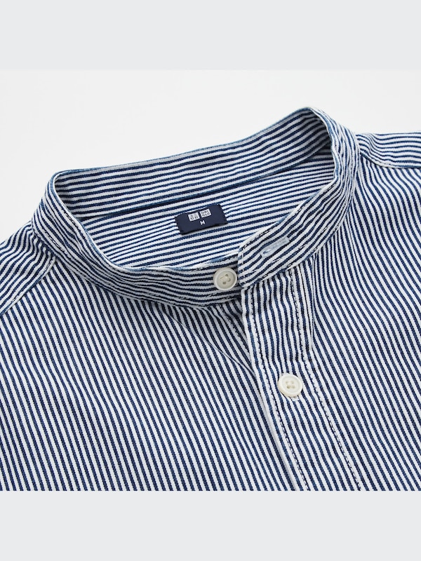 Hickory Oversized Stand Collar Long-Sleeve Shirt