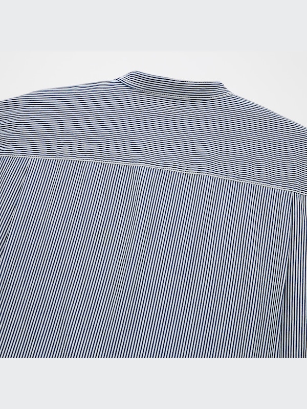 Hickory Oversized Stand Collar Long-Sleeve Shirt
