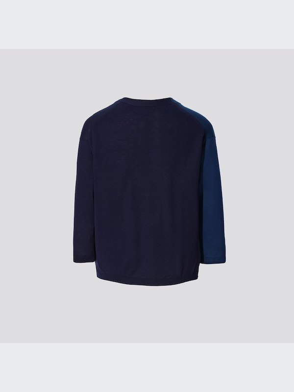 Silk-Cotton V-Neck 3/4-Sleeve Short Cardigan