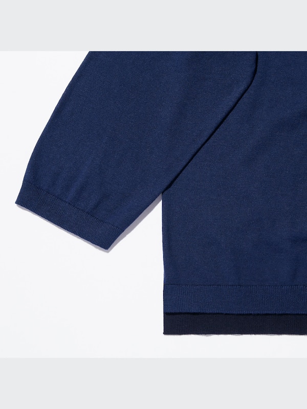 Silk-Cotton V-Neck 3/4-Sleeve Short Cardigan
