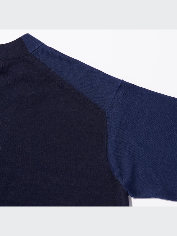 Silk-Cotton V-Neck 3/4-Sleeve Short Cardigan