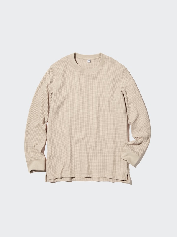 Waffle Crew Neck Long Sleeved T-Shirt