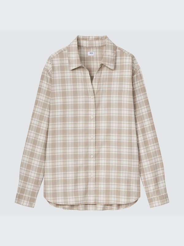 CHEMISE EN FLANELLE LÉGÈRE À CARREAUX MANCHES LONGUES