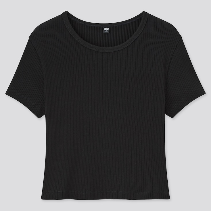 WOMEN COTTON RIBBED CREW NECK SHORT-SLEEVE CROP TOP | UNIQLO US