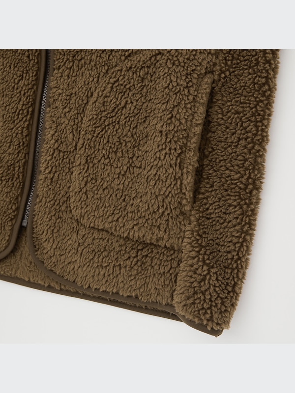 Pile-Lined Fleece V-Neck Vest