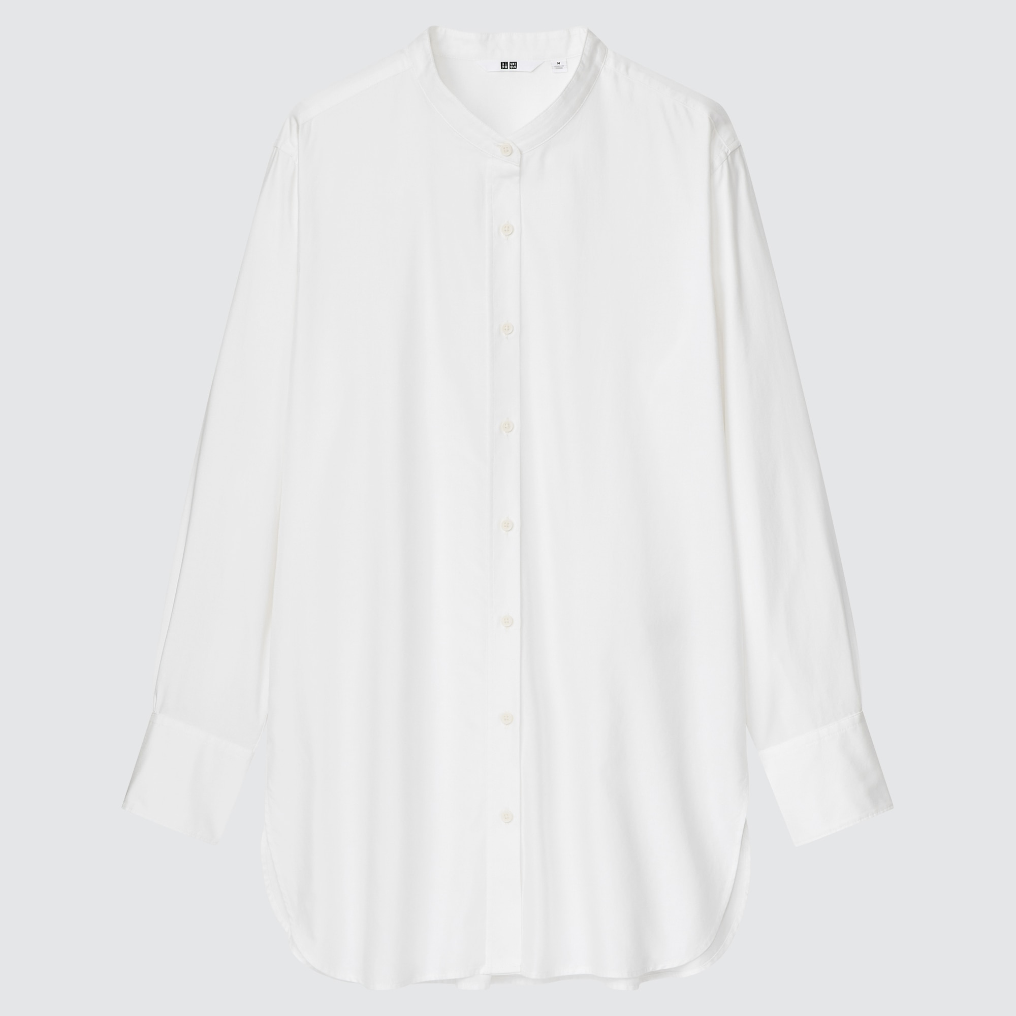 Cotton Twill Stand Collar Long-Sleeve Shirt