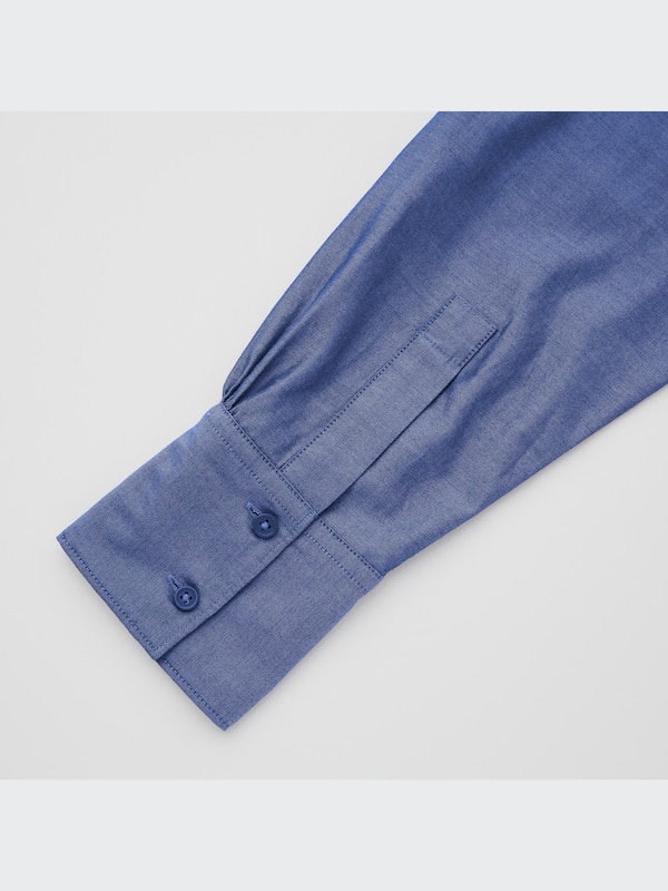 Cotton Twill Stand Collar Long-Sleeve Shirt