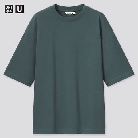 Men Uniqlo U AIRism Cotton Crew Neck Oversized Fit T-Shirt | UNIQLO