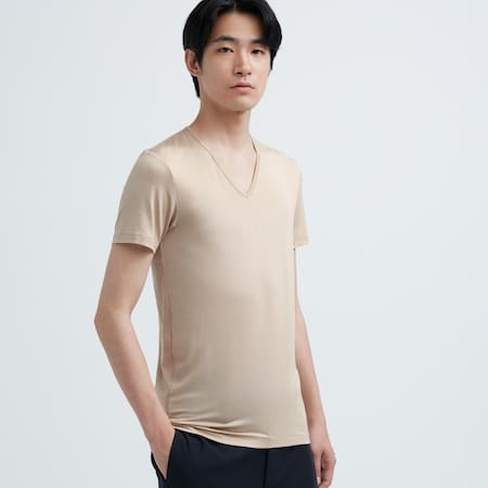 MEN HEATTECH V Neck Thermal T-Shirt (Short Sleeve)