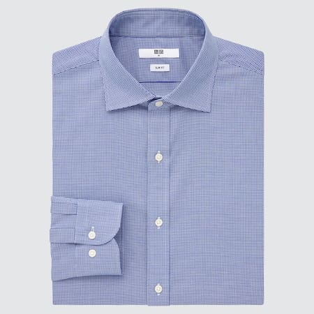 Men Easy Care Stretch Slim Fit Checked Shirt (Semi-Cutaway Collar)
