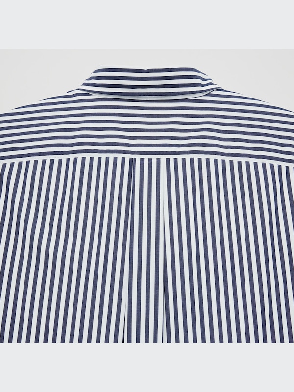 Extra Fine Cotton Broadcloth Long Sleeve Shirt (Striped)