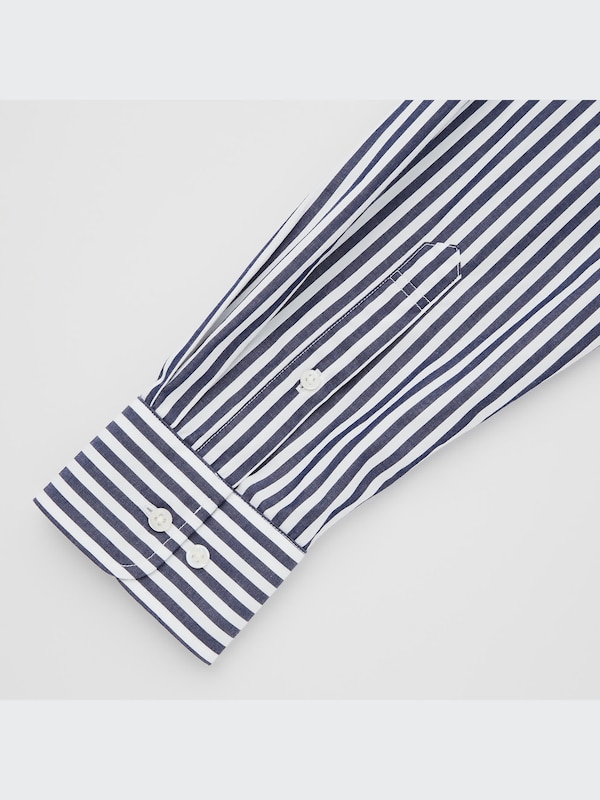 Extra Fine Cotton Broadcloth Long Sleeve Shirt (Striped)